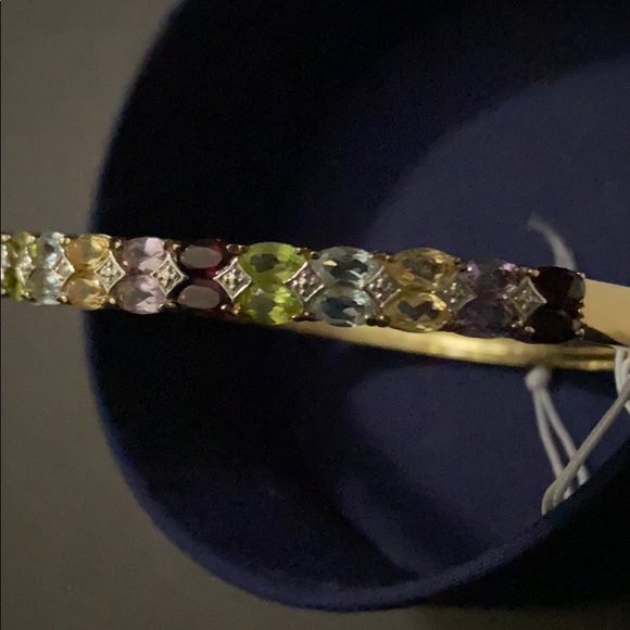 14k Gold over sterling multi colour Gem bracelet - Picture 5 of 7